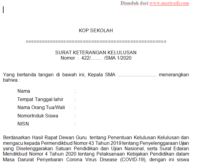 Detail Surat Keterangan Kelulusan Nomer 20