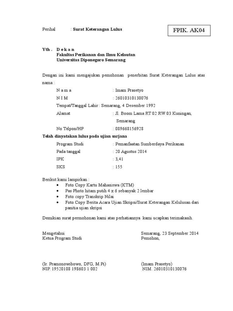 Detail Surat Keterangan Kelulusan Nomer 33