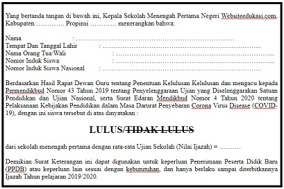 Detail Surat Keterangan Kelulusan Nomer 50