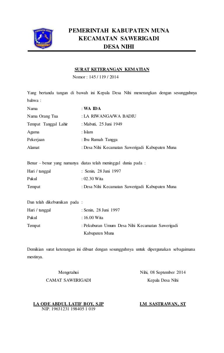 Detail Surat Keterangan Kematian Dari Desa Nomer 16