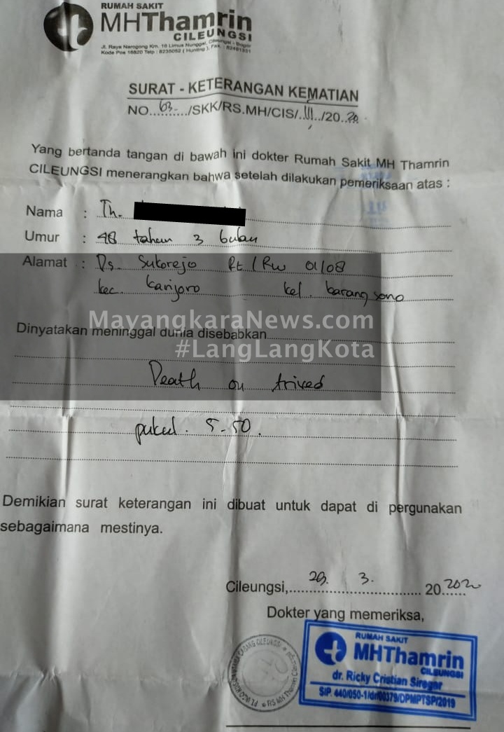 Detail Surat Keterangan Kematian Dari Rumah Sakit Nomer 44