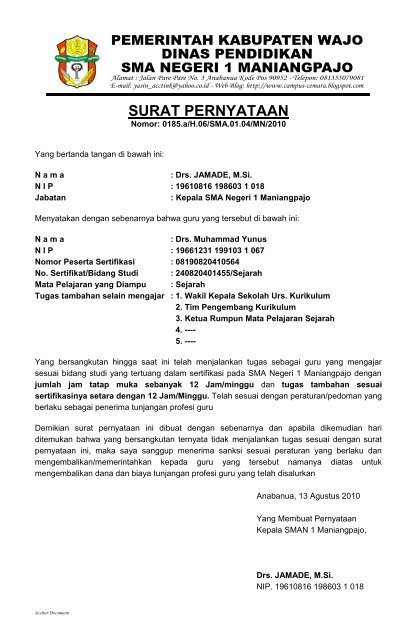 Surat Keterangan Kepala Sekolah - KibrisPDR