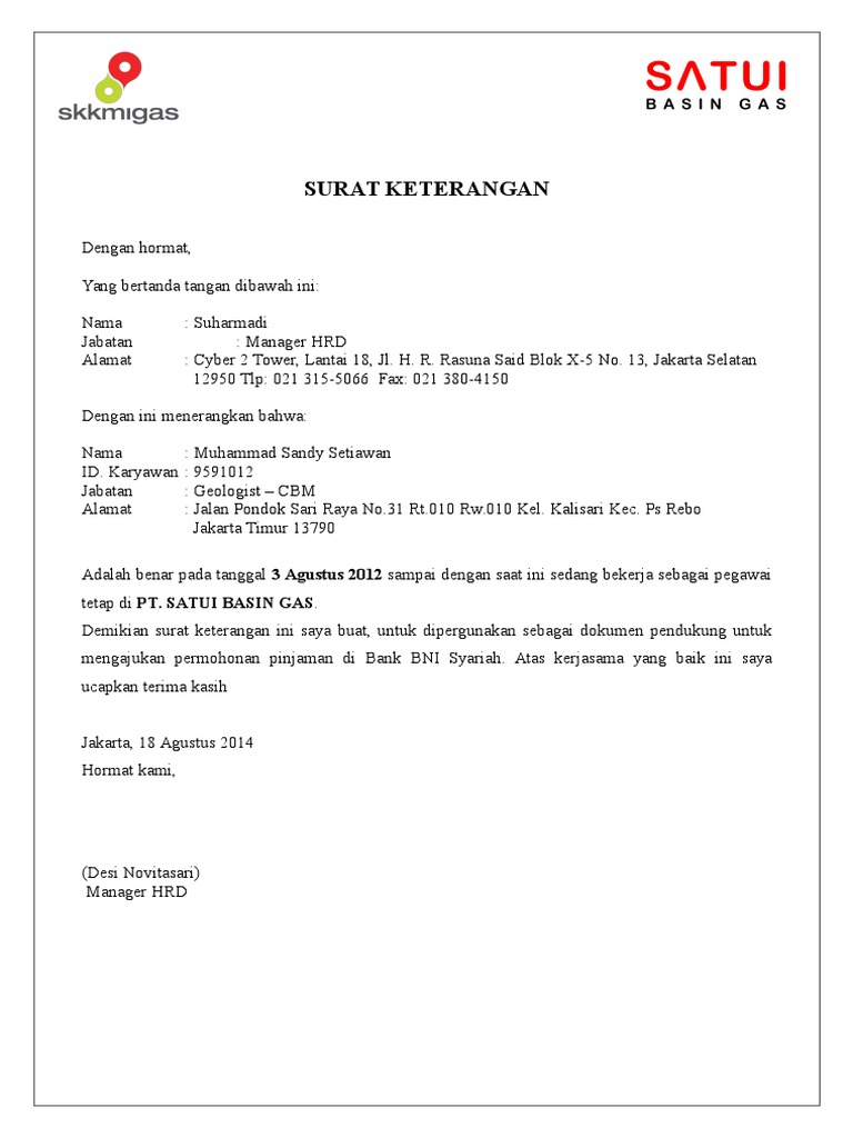 Detail Surat Keterangan Kerja Nomer 24