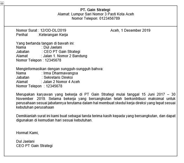 Detail Surat Keterangan Kerja Dari Perusahaan Nomer 50