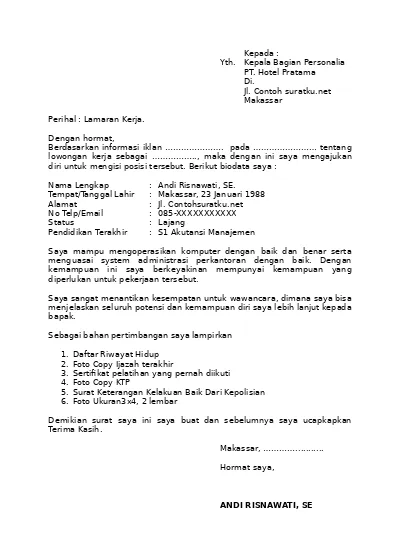 Detail Surat Keterangan Kerja Indomaret Nomer 27