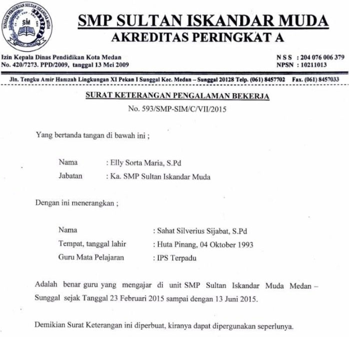 Detail Surat Keterangan Kerja Indomaret Nomer 50