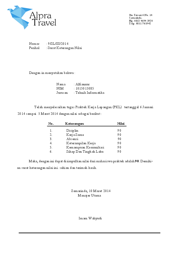 Detail Surat Keterangan Keterampilan Nomer 12