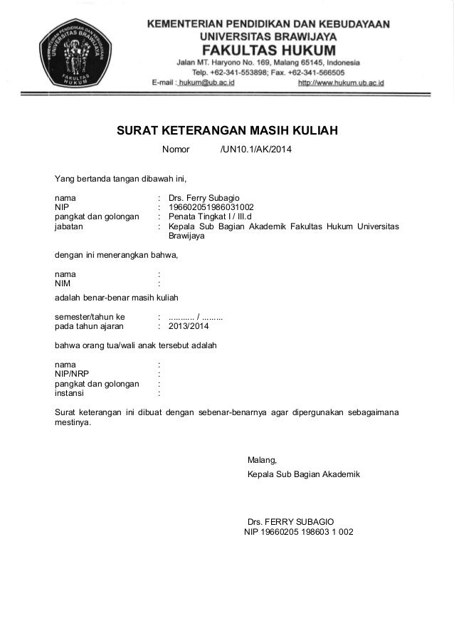 Detail Surat Keterangan Kuliah Nomer 29