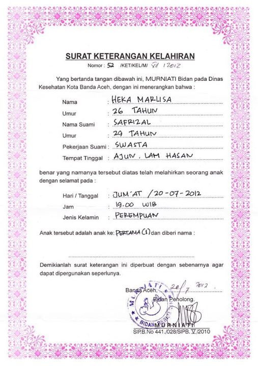 Detail Surat Keterangan Lahir Nomer 14