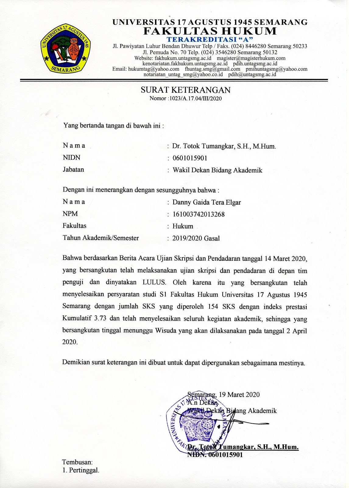 Detail Surat Keterangan Lulus Nomer 34