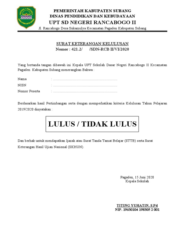 Detail Surat Keterangan Lulus Sd Nomer 37