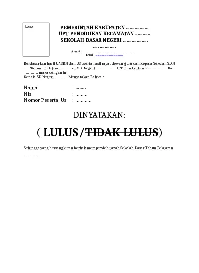 Detail Surat Keterangan Lulus Sd Nomer 56