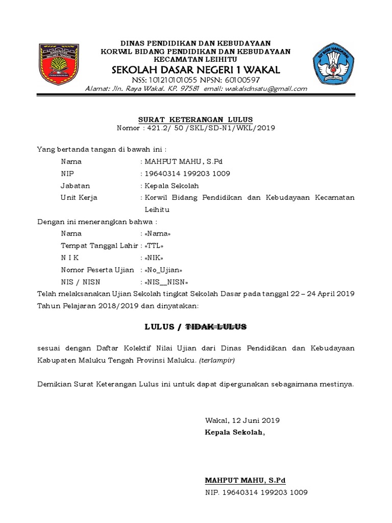 Detail Surat Keterangan Lulus Sd Nomer 8