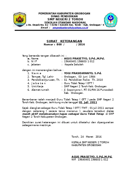 Detail Surat Keterangan Mengajar Dari Kepala Sekolah Nomer 47