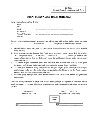 Detail Surat Keterangan Mengajar Dari Kepala Sekolah Nomer 51