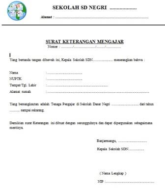 Detail Surat Keterangan Mengajar Dari Kepala Sekolah Nomer 8