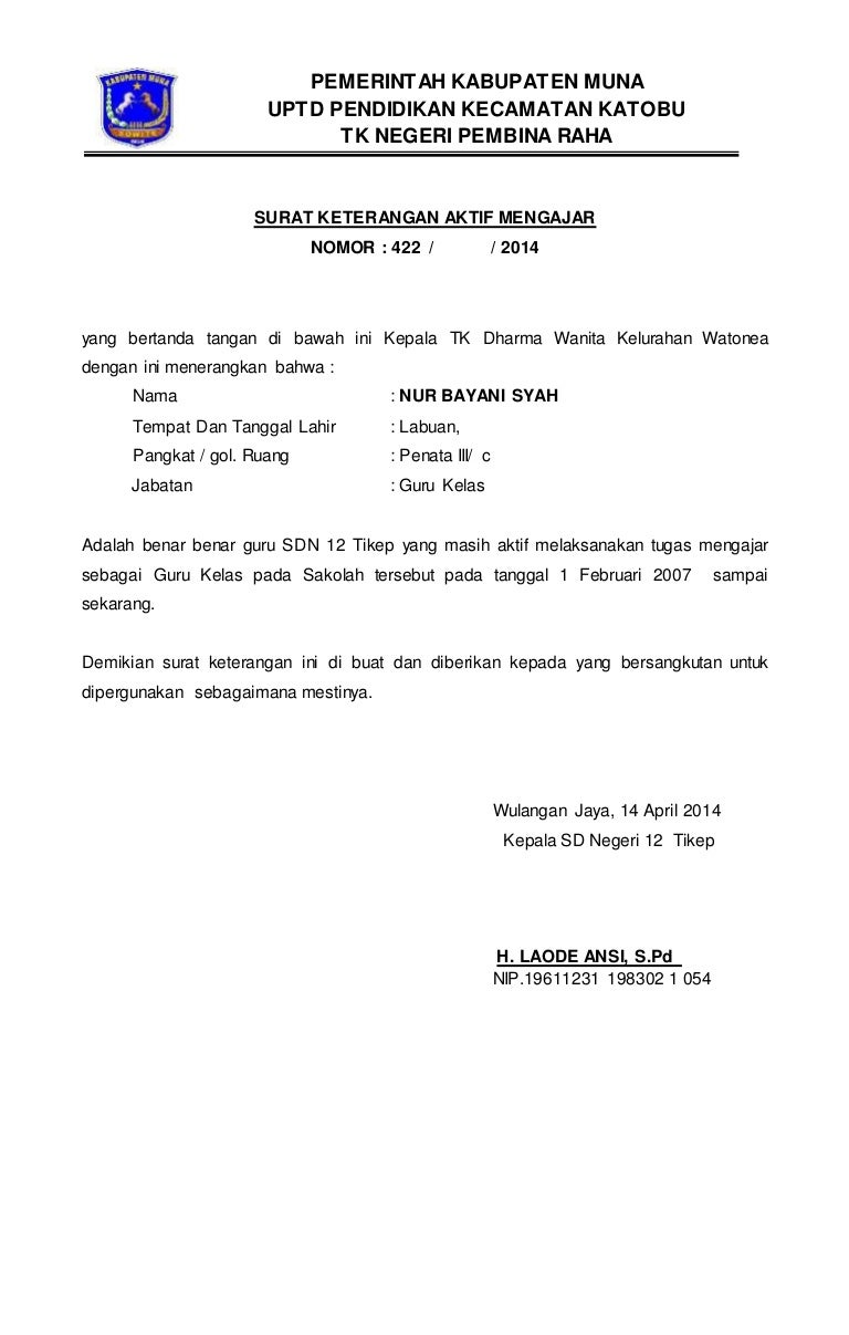 Detail Surat Keterangan Mengajar Dari Kepala Sekolah Nomer 9