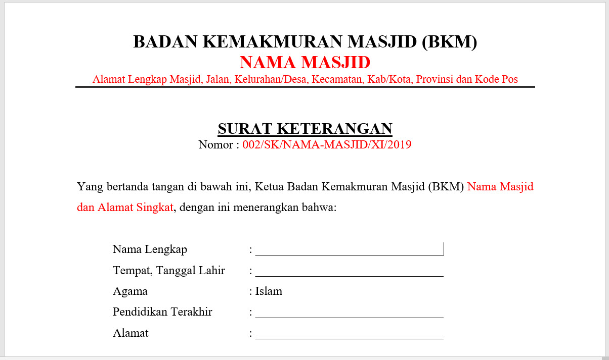 Detail Surat Keterangan Mengaji Nomer 2