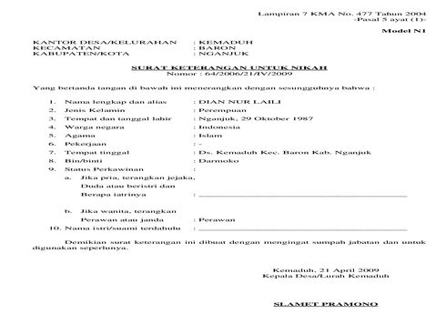 Detail Surat Keterangan Menikah Dari Desa Nomer 22