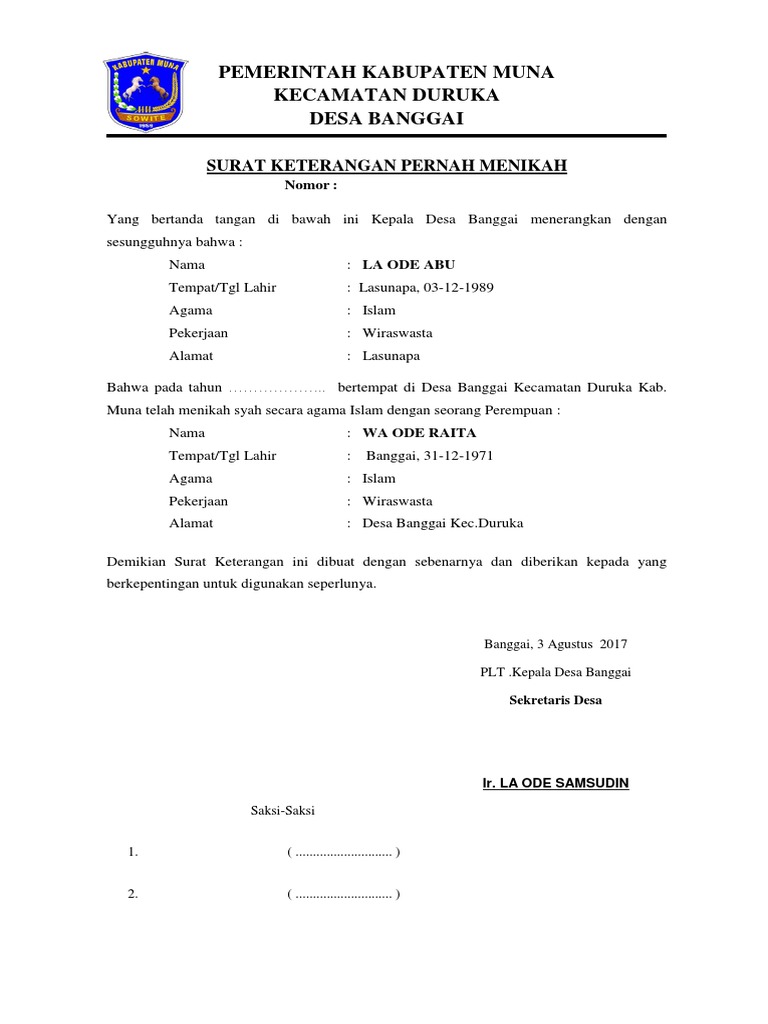 Detail Surat Keterangan Menikah Dari Desa Nomer 7