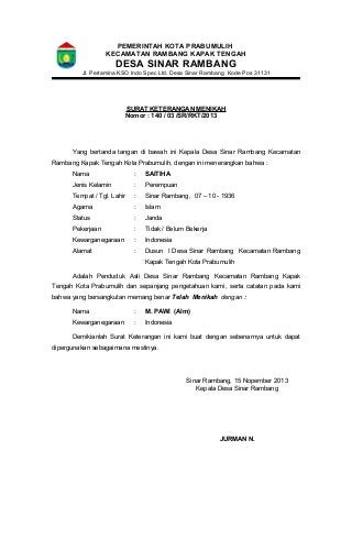 Detail Surat Keterangan Menikah Dari Kelurahan Nomer 13