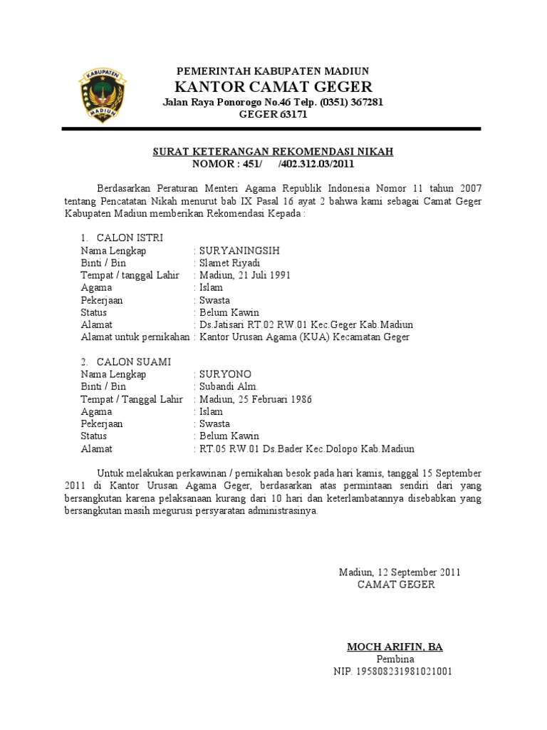 Detail Surat Keterangan Menikah Dari Kelurahan Nomer 36