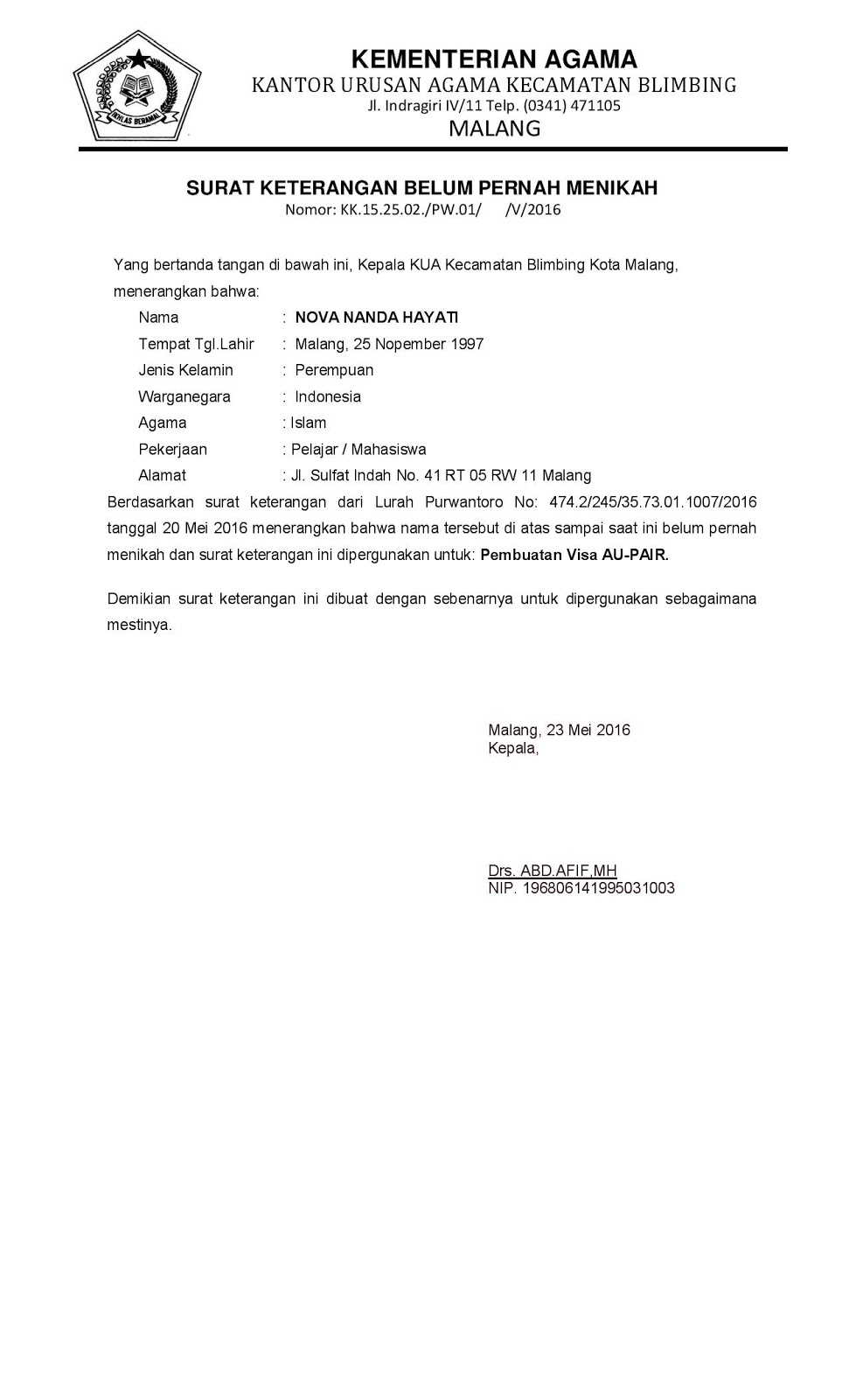 Detail Surat Keterangan Menikah Dari Kua Nomer 7