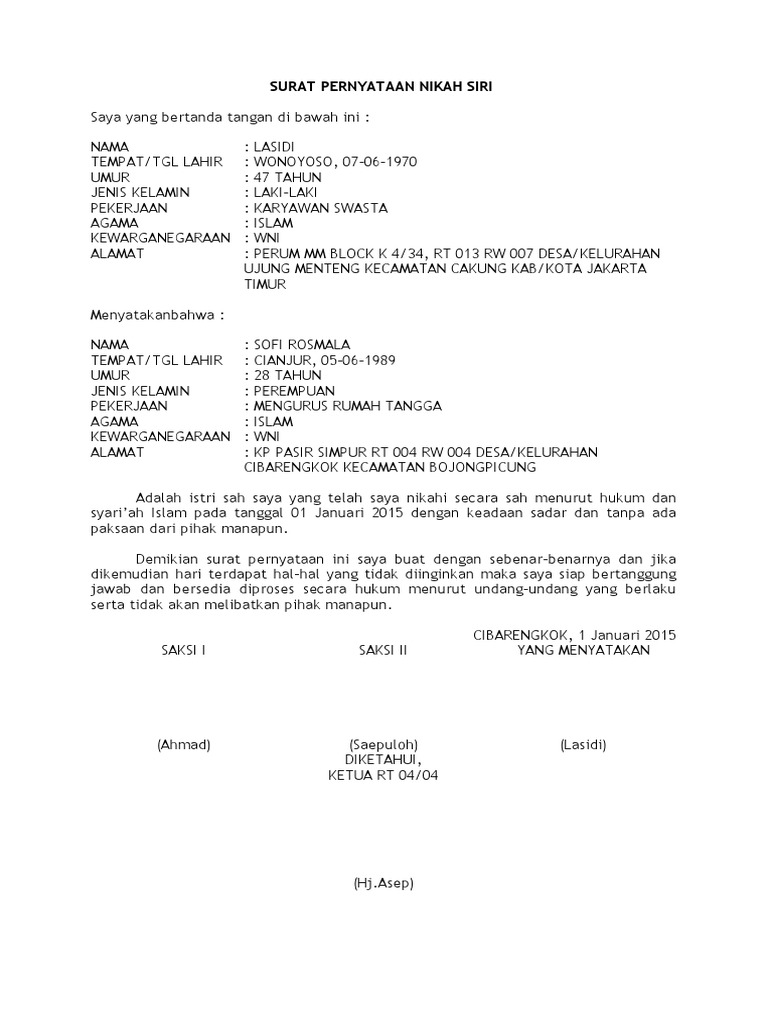 Detail Surat Keterangan Nikah Dari Desa Nomer 41