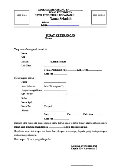 Download Surat Keterangan Nisn Nomer 28