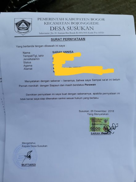 Detail Surat Keterangan Numpang Nikah Nomer 17