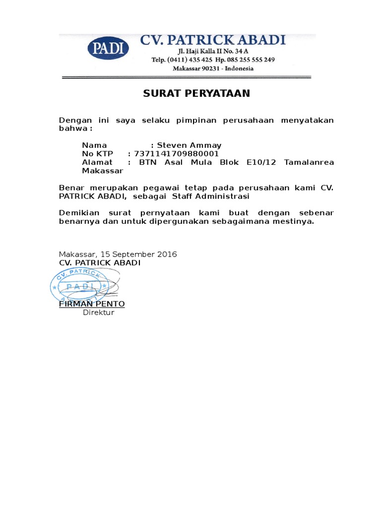 Detail Surat Keterangan Pegawai Nomer 19