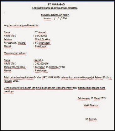 Detail Surat Keterangan Pekerjaan Nomer 11