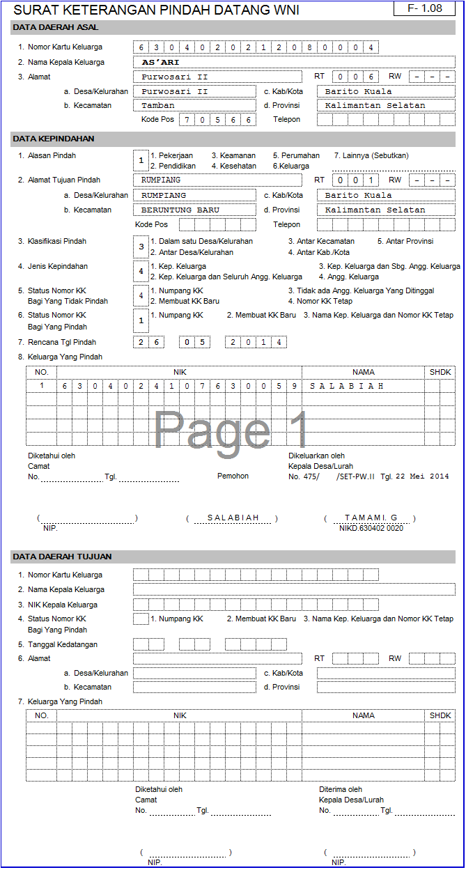 Detail Surat Keterangan Pindah Datang Nomer 36