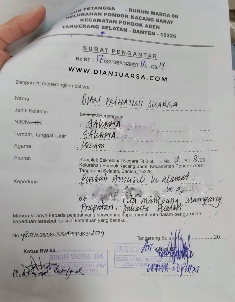 Detail Surat Keterangan Pindah Domisili Nomer 4