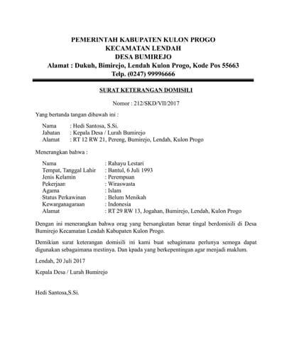 Detail Surat Keterangan Pindah Domisili Nomer 8