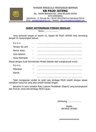 Detail Surat Keterangan Pindah Sekolah Nomer 3