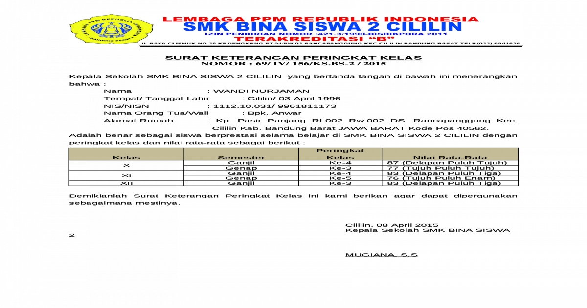 Detail Surat Keterangan Rangking Nomer 13