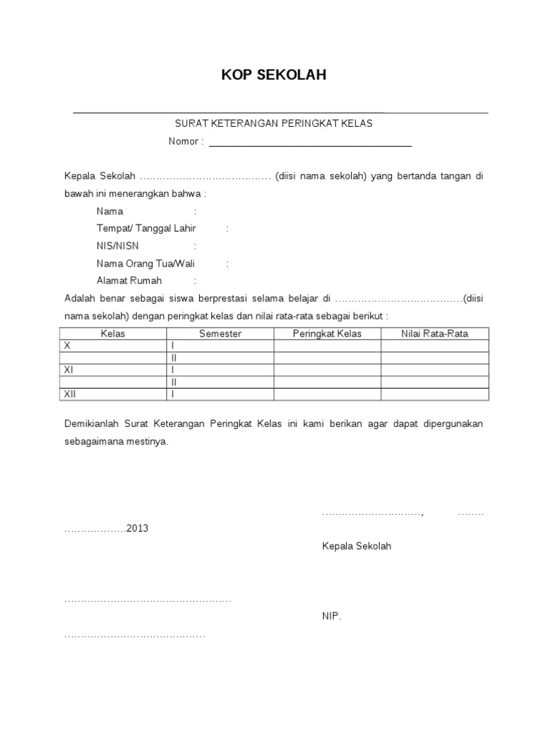 Detail Surat Keterangan Rangking Nomer 5