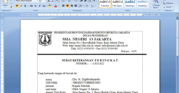 Detail Surat Keterangan Rangking Nomer 34