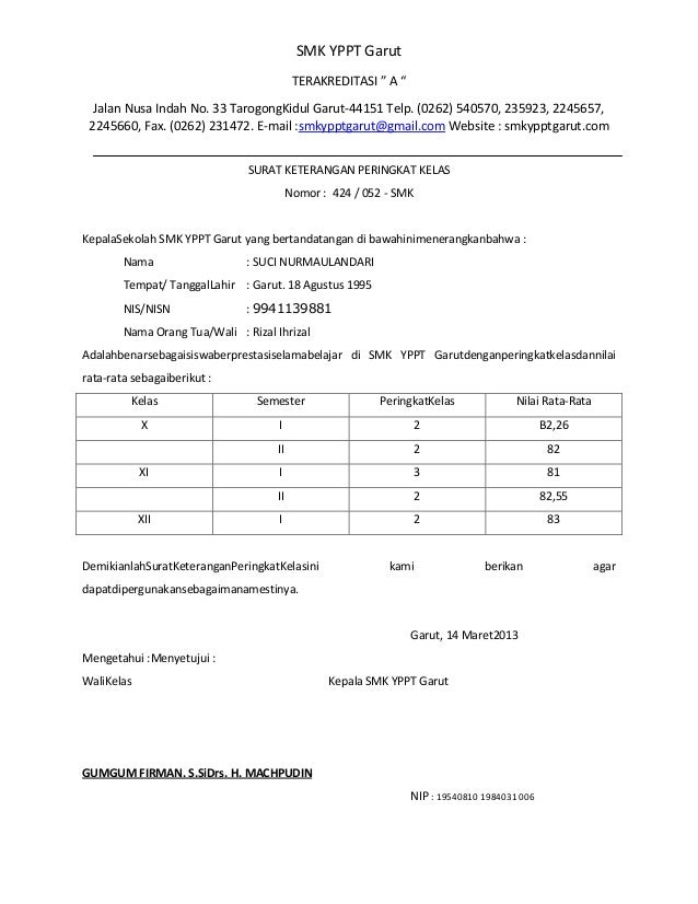 Detail Surat Keterangan Rangking Nomer 7