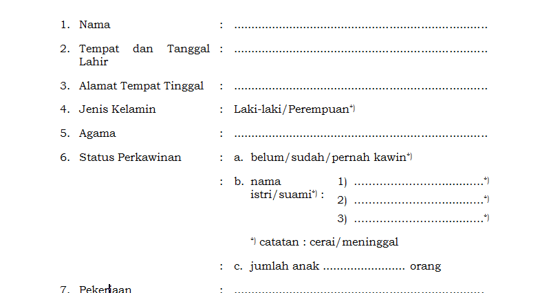 Detail Surat Keterangan Riwayat Hidup Nomer 16