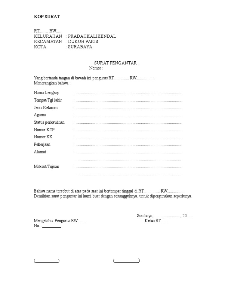 Detail Surat Keterangan Rt Nomer 20