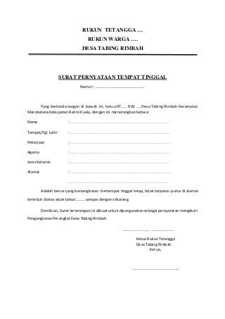 Detail Surat Keterangan Rt Nomer 34