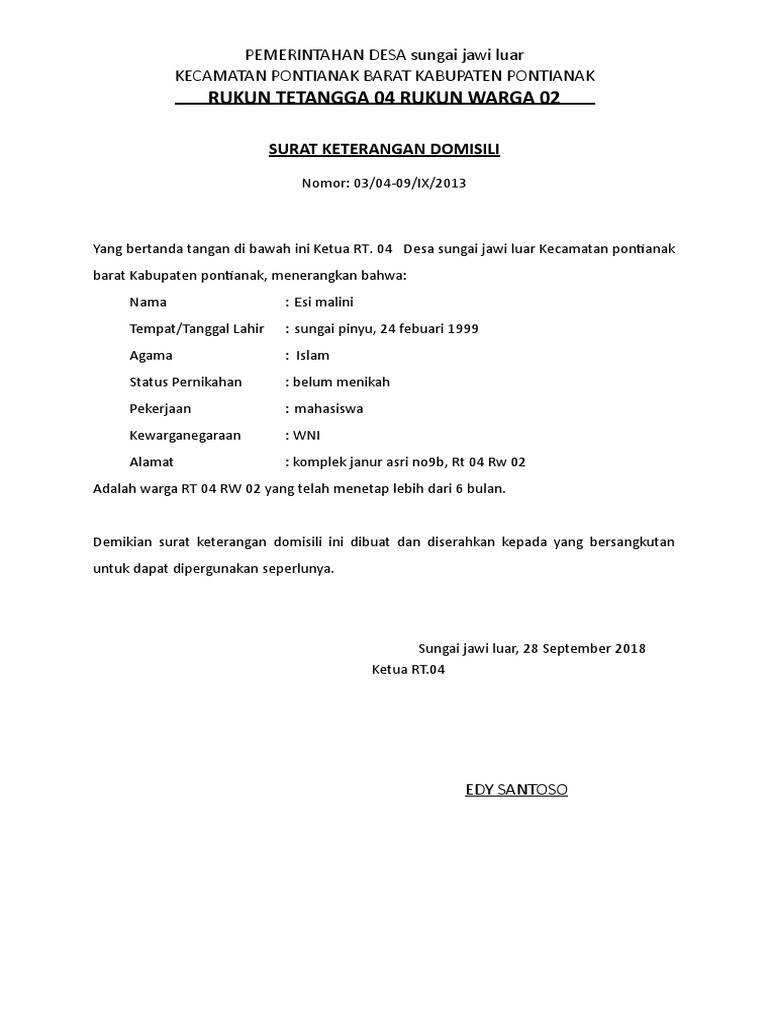 Detail Surat Keterangan Rt Nomer 47
