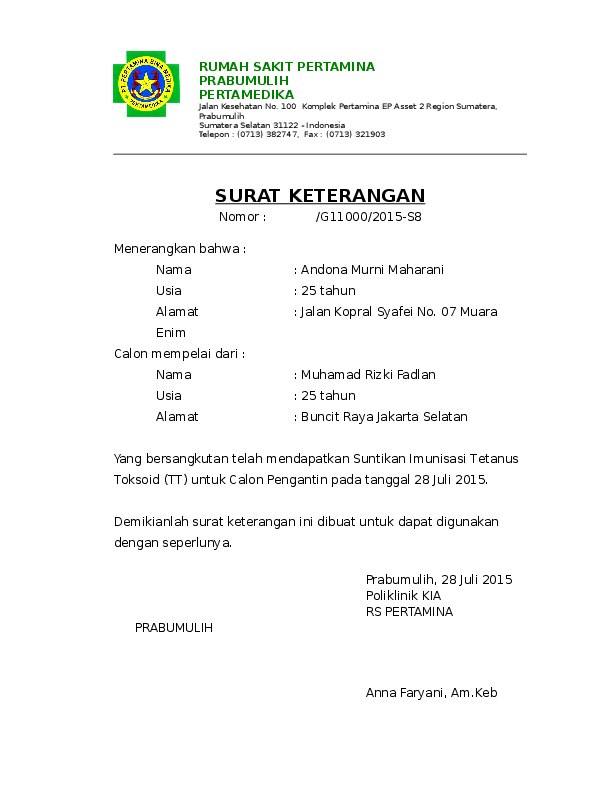 Detail Surat Keterangan Rumah Sakit Nomer 6