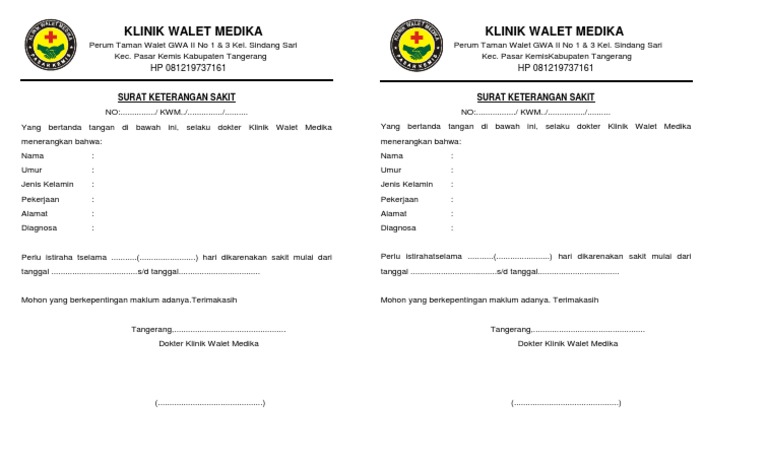 Detail Surat Keterangan Sakit Dari Klinik Nomer 17