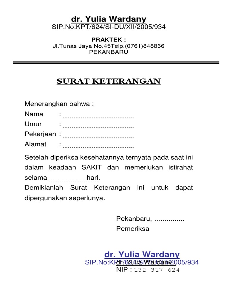 Detail Surat Keterangan Sakit Dari Klinik Nomer 42