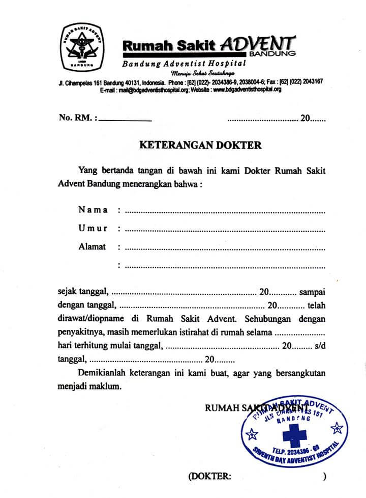 Detail Surat Keterangan Sakit Dari Rumah Sakit Nomer 21