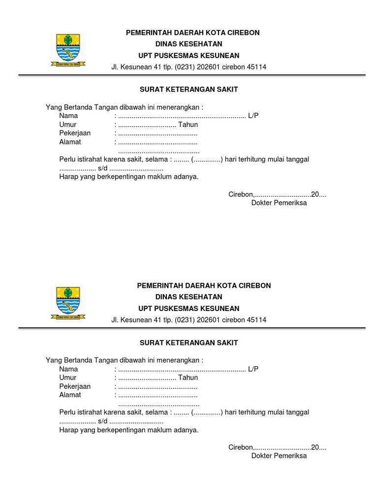 Detail Surat Keterangan Sakit Puskesmas Nomer 14