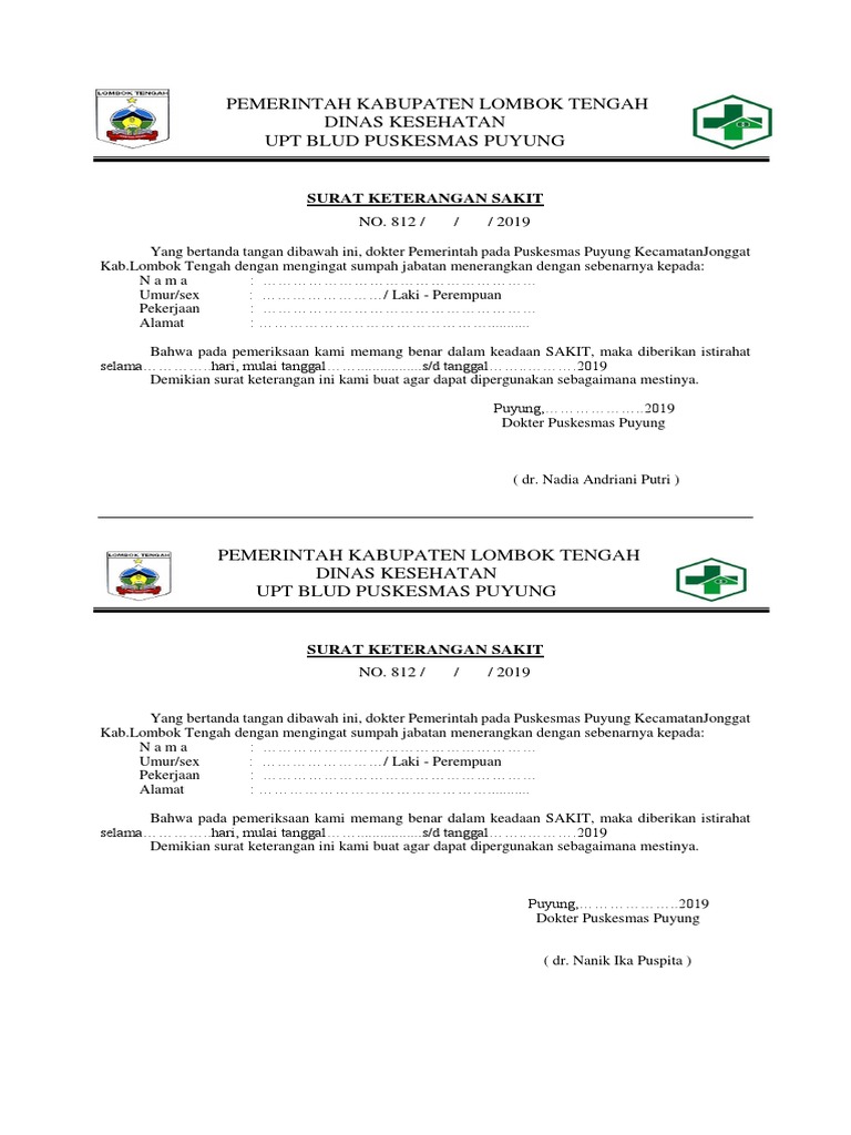 Detail Surat Keterangan Sakit Puskesmas Nomer 48